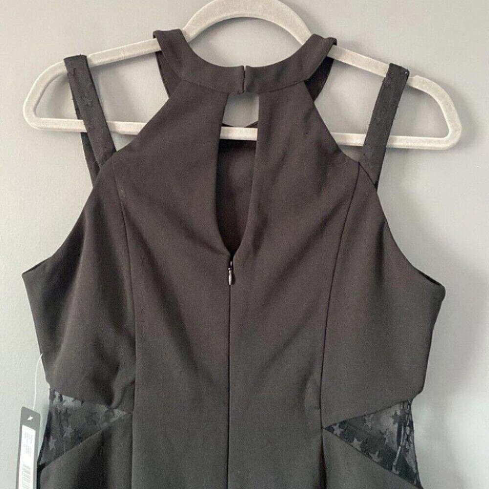 Bebe Black Star Mesh Mini Dress Harness Bodycon Whimsigoth Gothic 8 - Picture 9 of 16